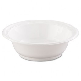 Plastic Bowls, 10-12 Ounces, White, Round, 125/Pack