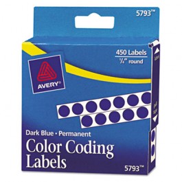 Permanent Self-Adhesive Color-Coding Labels, 1/4in dia, Dark Blue, 450/Pack
