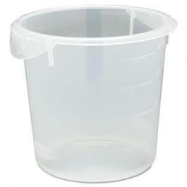 Round Storage Containers, 4qt, 8 1/2dia x 7 3/4h, Clear