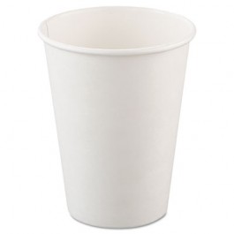 Polycoated Hot Paper Cups, 12 oz., White, 50/Bag