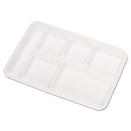 Heavy-Weight Molded Fiber Caf� Tray, 6-Compartment, 8 1/2x12 1/2, 125/Bag