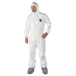 Tyvek Elastic-Cuff Hooded Coveralls With Attached Boots, White, Size 3X-Large
