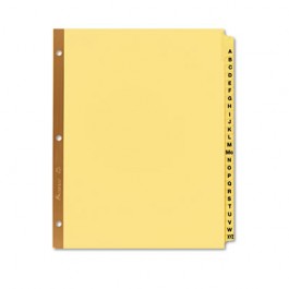 Gold Reinforced Laminated Tab Dividers, 25-Tab, A-Z, Letter, Buff, 25/Set
