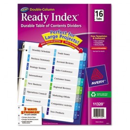 Ready Index Two-Column Table of Contents Divider, Title: 1-16, Multi, Letter