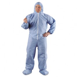 KLEENGUARD A65 Hood & Boot Flame-Resistant Coveralls, Blue, 4XL