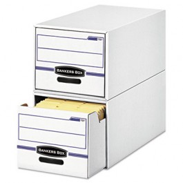 Stor/Drawer File Drawer Storage Box, Legal, White/Blue
