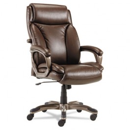 Veon Series Executive High-Back Leather Chair, w/ Coil Spring Cushioning, Brown