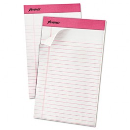 Breast Cancer Awareness Pads, Lgl/Wide Rule, 5 x 8, Pink, 6 50-Sheet Pads/Pack