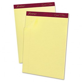 Gold Fibre Pads, Narrow/Margin Rule, Ltr, Canary, 50-Sheet Pads/Pack, Dozen