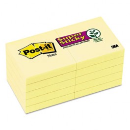 Super Sticky Notes, 1-7/8" x 1-7/8", Canary Yellow, 10 90-Sheet Pads/Pack