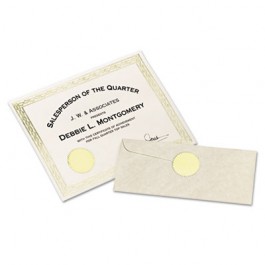 Inkjet Print or Write Notarial Seals, 2" Diameter, Gold, 44/Pack