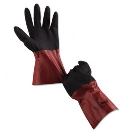 AlphaTec Chemical-Resistant Gloves, Size 10, Nitrile/Knit, Burgundy/Black