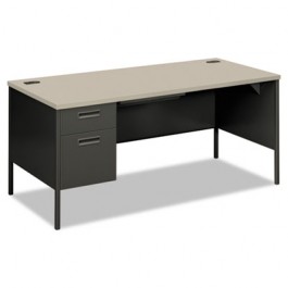 Metro Classic Left Pedestal Workstation Desk, 66w x 30d, Gray Patterned/Charcoal
