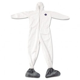 Tyvek Elastic-Cuff Hooded Coveralls With Attached Boots, White, XXXX-Large
