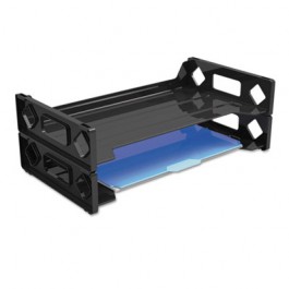 Side Load Legal Desk Tray, Two Tier, Plastic, Black