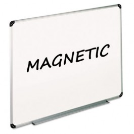 Magnetic Dry Erase Board, Melamine, 36 x 24, White, Aluminum/Plastic Frame