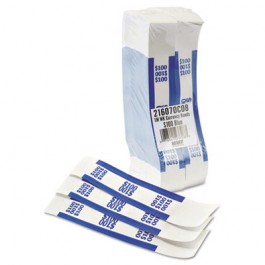 Self-Adhesive Currency Straps, Blue, $100 in Dollar Bills, 1000 Bands/Box