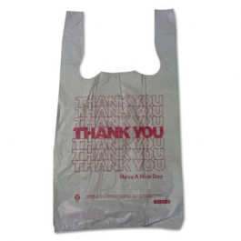 Thank You High-Density Shopping Bags, 10w x 5d x 19h, White