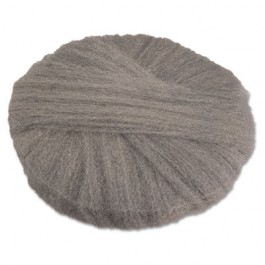 Radial Steel Wool Pads, Grade 1 (Med): Cleaning & Dry Scrubbing, 19 in Dia, Gray