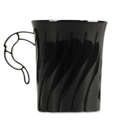 Classicware Plastic Mugs, 8 oz., Black, 8/Pack