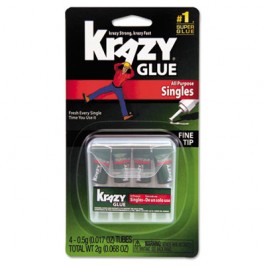 Krazy Glue Single-Use Tubes w/Storage Case, 4/Pack