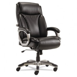 Veon Series Executive High-Back Leather Chair, w/ Coil Spring Cushioning, Black