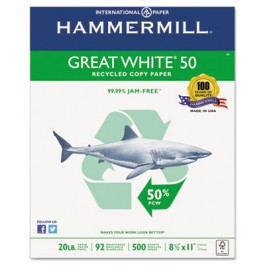 Great White 50 Recycled Copy Paper, 20-lb., 8-1/2 x 11, White