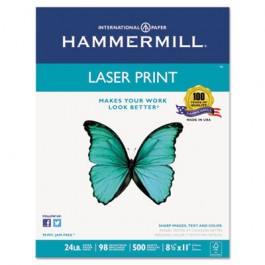 Laser Print Office Paper, 98 Brightness, 24lb, 8-1/2 x 11, White, 500 Sheets/Rm