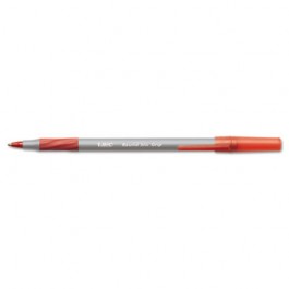 Round Stic Grip Ballpoint Stick Pen, Red Ink, Fine, Dozen