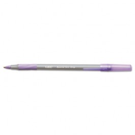 Ultra Round Stic Grip Ballpoint Stick Pen, Purple Ink, Medium, Dozen