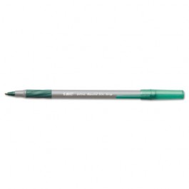 Ultra Round Stic Grip Ballpoint Stick Pen, Green Ink, Medium, Dozen