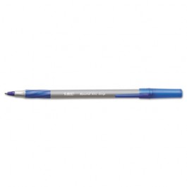 Round Stic Grip Ballpoint Stick Pen, Blue Ink, Fine, Dozen
