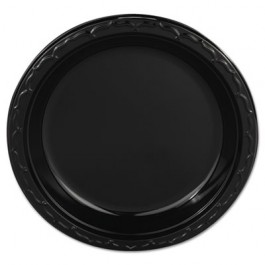 Silhouette Black Plastic Plates, 9 Inches, Round, 125/Pack