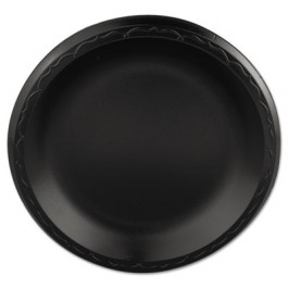 Elite Laminated Foam Plates, 8.88 Inches, Black, Round, 125/Pack