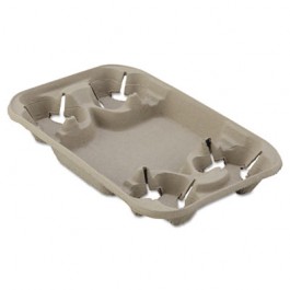 StrongHolder Molded Fiber Cup/Food Tray, 8-22oz, Four Cups