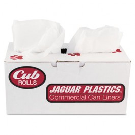 Cub Commercial Low-Density Can Liners, 33 x 39, 33-Gal, 0.9 Mil, White, 75/Roll
