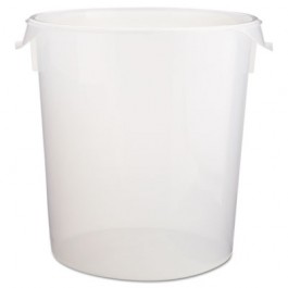 Round Storage Containers, 22qt, 13 1/8dia x 14h, Clear