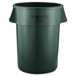 Round Brute Container, Plastic, 44 gal, Dark Green