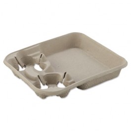 StrongHolder Molded Fiber Cup Tray, 8-22oz, Two Cups