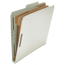 Pressboard Classification Folder, Letter, Six-Section, Gray, 10/Box