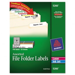 Permanent Adhesive Laser/Inkjet File Folder Labels, Assorted