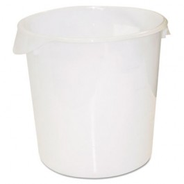 Round Storage Containers, Polypropylene, 22 qt, White, 13 1/8" Dia, 12"H