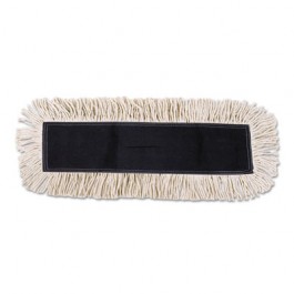 Disposable Dust Mop Head w/Sewn Fringe, Cotton/Synthetic, 36w x 5d, White