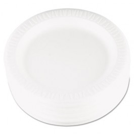 Foam Plastic Plates, 9 Inches, White, Round, 125/Pack