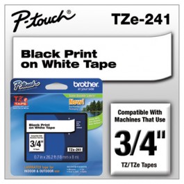 TZe Standard Adhesive Laminated Labeling Tape, 3/4w, Black on White