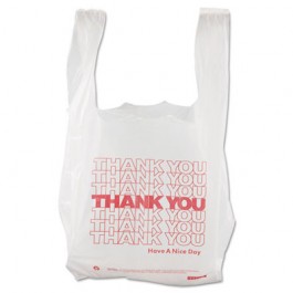 Thank You High-Density Shopping Bags, 8w x 4d x 16h, White