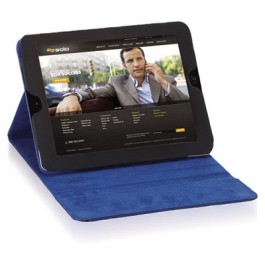 Tablet Case, For iPad 2 and 3, Black Vinyl, Blue Microsuede Lining, Snap Closure