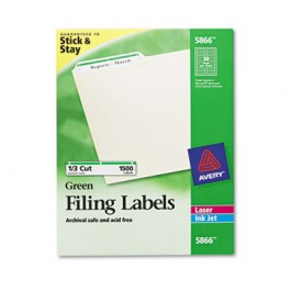 Self-Adhesive Laser/Inkjet File Folder Labels, Green Border, 1500/Box
