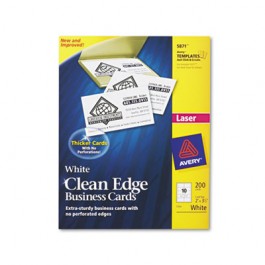 Clean Edge Laser Business Cards, 2 x 3 1/2, White, 10/Sheet, 200/Pack