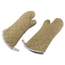 Flameguard Oven Mitt, 17", One Size Fits All, Terrycloth, Tan